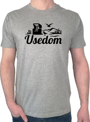 Produktbild von Huuraa Herren T-Shirt Usedom Strandmotiv XXL Sport Grey Bio Baumwolle Fairtrade Herrenshirt Geschenkidee