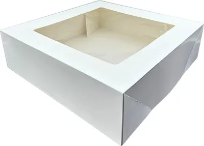 Produktbild von Tortenkarton weiß mit Sichtfenster 42x42x12cm, 2-Teilig