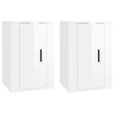 Produktbild von vidaXL TV-Wandschränke 2 Stk. Hochglanz-Weiß 40x34,5x60 cm