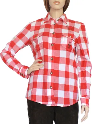 Produktbild von Trachtenbluse Damen Trachten lederhosen-bluse Trachtenmode ROT kariert, Größe:44