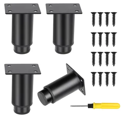 Imagen del producto de 4 patas metálicas negras ajustables para muebles