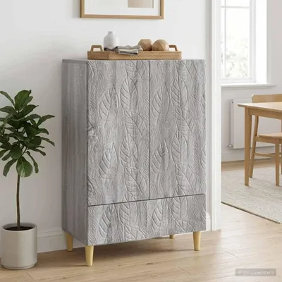 Image de vidaXL Meuble de rangement latéral, Sonoma-gris, 66 x 34,5 x 95 cm, fabriqué en panneaux de particules