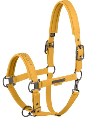 Produktbild von Eskadron Platinum Halfter " FAUX LEATHER DOUBLE PIN ", Lederhalfter, Stallhalfter Größe - Warmblut Farbe - golden yellow