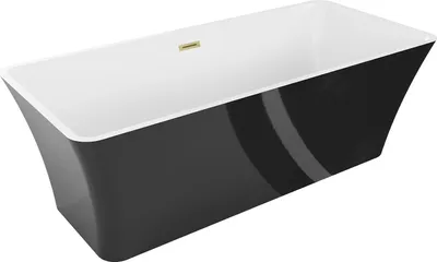 Produktbild von Mexen Tonia freistehende Badewanne 170 x 75 cm, weiß/schwarz, überlauf gebürstetes Gold - 52171707575-55