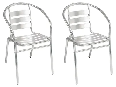Image de 2 chaises de bistrot stables en aluminium, empilables