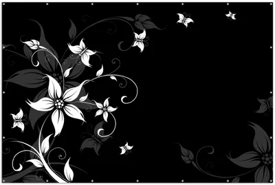Produktbild von Wallario XXL Outdoor-Poster für Garten oder Balkon, Motiv Blumenranke in Schwarz-Weiß, in ca. 300 x 200 cm