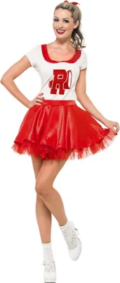 Immagine prodotto di Costume Grease da donna cheerleader Sandy rosso e bianco - S