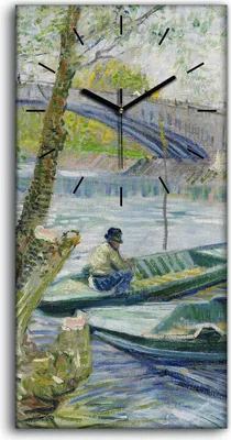 Produktbild von Wandkunst Leinwand Bild Uhr Geräuschlos Kunstdruck 30x60 Fischen im Frühling - schwarze Hände
