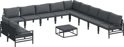 Immagine prodotto di vidaXL Set di divani da giardino con cuscini 12 pezzi in acciaio nero
