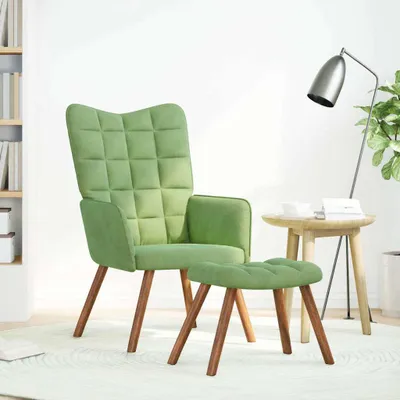 Immagine prodotto di Poltrona Relax con Poggiapiedi Verde Chiaro in Velluto