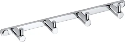 Produktbild von BOMEGA Hakenleiste mit 4 Haken Messing Chrom poliert 270x25x40 mm für Bad & Küche >> zum Bohren