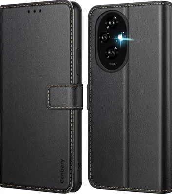Produktbild von Handyhülle für Honor 200 - Premium Leder Klapphülle mit Kartenschlitzen, Magnetverschluss und Standfunktion - Schwarz