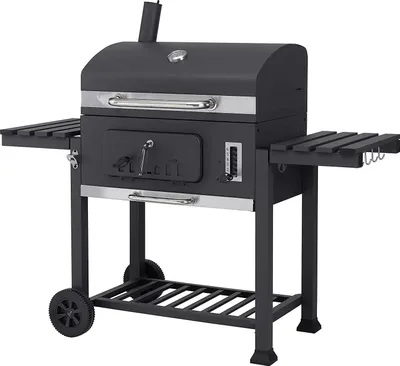 Image de BBQ Barbecue au charbon de bois - Chariot de barbecue - Très grande surface de cuisson - Pour 6+ personnes - Fer revêtu par poudre - Avec roues