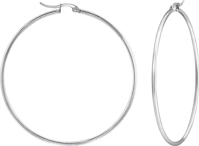 Produktbild von Chirurgenstahl Creolen Ohrringe 15-65mm mit französischem Verschluss Größe - 65 mm
