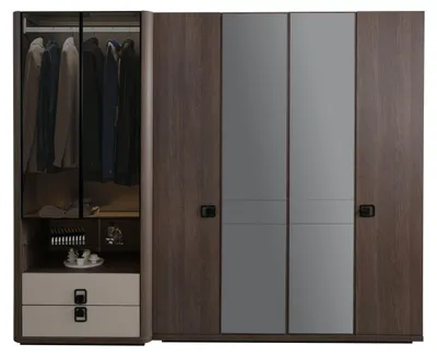 Immagine prodotto di Armadio in legno marrone, moderno ed elegante