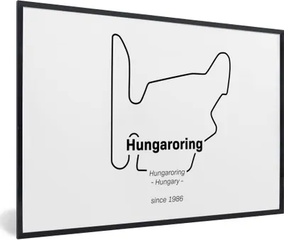 Produktbild von MuchoWow® Gerahmtes Poster Formel 1 - Ungarn - Rennstrecke 90x60 cm - Poster mit Schwarzem Bilderrahmen Wandposter Rahmen Foto Bilder - Fotorahmen - Foto-Plakat