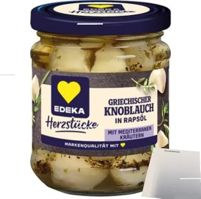 Produktbild von Edeka Knoblauch in Kräutermarinade (185g Glas) + usy Block