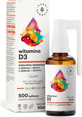 Zdjęcie produktu dla Suplementy diety Aura Herbals Witamina D3 Dla Dzieci Mct Aerozol (50 ml) 6363