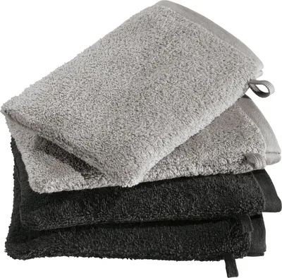 Produktbild von Erwin Müller Waschhandschuhe Bühl" 4er-Pack grau/anthrazit 15x21 cm"