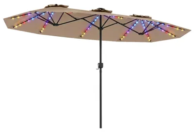 Produktbild von KOMFOTTEU Doppel-Sonnenschirm, großer Sonnenschirm mit Kurbel und 12 Streben, Gartenschirm, UV-Schutz, Terrassenschirm, Marktschirm für Pool, Hof und Terrasse