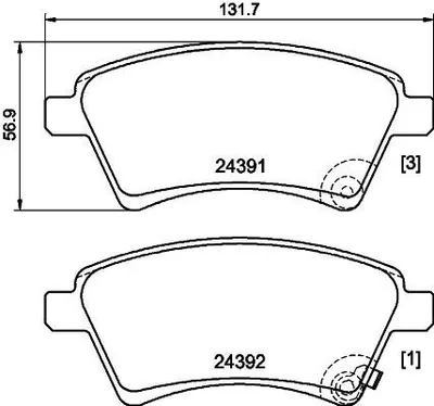Produktbild von HELLA Bremsbeläge Satz Vorne Bremsklötze für SUZUKI SX4 (EY, GY) 8DB 355 012-511