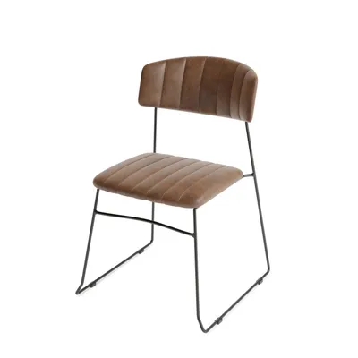 Produktbild von Mundo Stapelstuhl Cognac, kunstleder gepolstert, feuerhemmend, 54x55x79cm (BxTxH), 53001