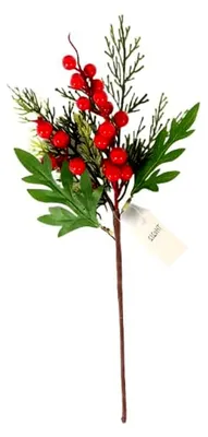 Produktbild von Künstliche Tannenzweige mit roten Beeren für die Weihnachtsdekoration