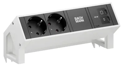 Produktbild von Bachmann Desk2 2Xcee7/3 1Xusb C/C 45W, L=0,2M Ral9010