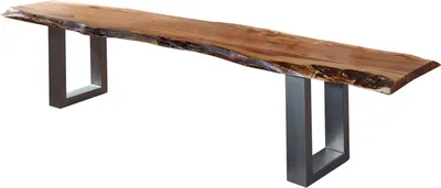 Image de MASSIVMOEBEL24 | Banc 200x38 Acacia laqué Noisette FREEFORM #07