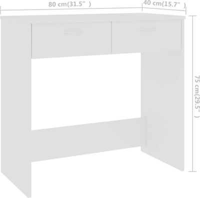 vidaXL Biurko białe 80×40×75 cm materiał drewnopochodny