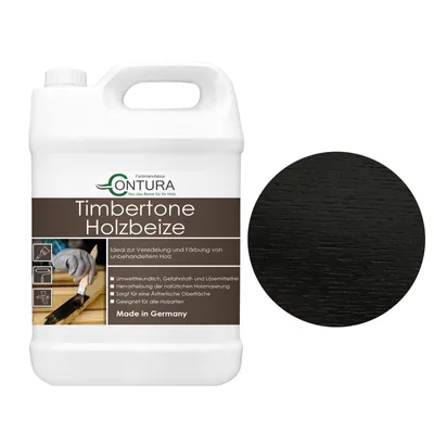 Produktbild von Contura Holzbeize 5Liter Holzfarbe Tischler Positiv Beize Holz Farbe Wasserbeize Parkett - Schwarz - Ebenholz