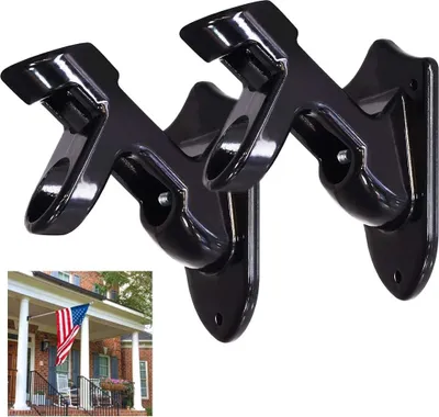 Image de Support pour mât de drapeau - Résistant aux intempéries - 2 pièces - Noir - Aluminium