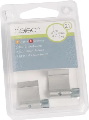 Produktbild von nielsen Aluminiumhaken mit Rändelschraube für Galerieschiene (2 Stück/Packung)