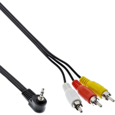 Produktbild von InLine Audio/Video Kabel, 3,5mm 4pol Stecker auf 3x Cinch Stecker, 3.5mm, 3 x RCA, 1,5 m, Schwarz