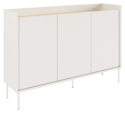 Produktbild von Selsey Tovi - Sideboard 3-türig, 140 cm, Weiß / Holzoptik Eiche