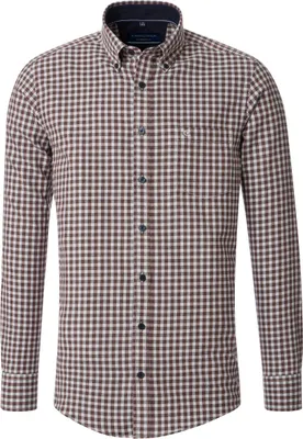 Produktbild von CASAMODA Herren Freizeithemd Langarm Button-Down Comfort Braun kariert XL