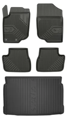 Produktbild von Gummimatten + Kofferraumwanne für Peugeot 207 2006-2012 (Schrägheck, fester Ladeboden) – Schwarz, passgenau – Wielganizator