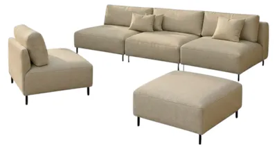 Produktbild von Garten Lounge Set SUN – Outdoor Möbel Set mit Sofa, Sessel und Hocker, UV-beständig und wasserabweisend