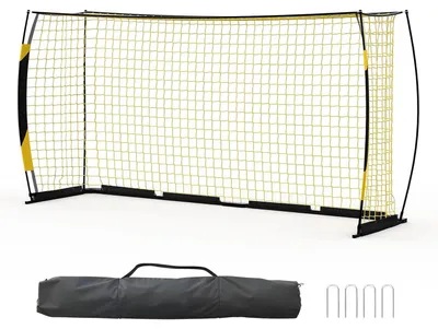 Produktbild von Fußballtor - Tragbares Trainings-Tor - 3,66 x 1,83 m (12x6 ft) - Klappbar - Eisenrahmen - PE-Netz - Mit Tragetasche - Gelb/Schwarz