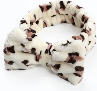 Image de Bandeau de spa moelleux en polaire avec motif léopard Beige