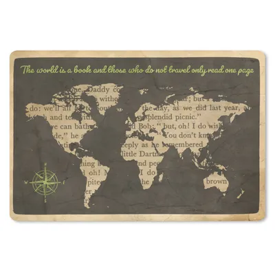 Produktbild von MuchoWow® Mauspad Mousepad Weltkarte - Zitat - Buch 27x18 cm - Mousepads - Maus Mat - Pad - Mausunterlage - Büroartikel - Desk Matten