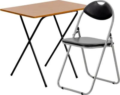 Produktbild von Harbour Housewares Holzklapp Schreibtisch und Stuhl Set - Kleiner Home Office Workstation fÃ1/4r PC Laptop-Studie - Natural / Schwarz