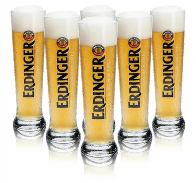 Produktbild von 6x Erdinger Bier Glas 0,5l Weizen alkoholfrei Hefe Weißbier Gläser Tulpe Beer