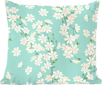 Produktbild von MuchoWow® Zierkissen Sofakissen Wohnzimmer Dekokissen 45x45 cm Blumen - Sakura - Muster - Schlafpolster - Polster für das Sofa