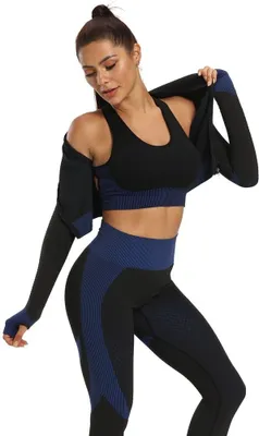 Produktbild von Yoga Sense Fitness-Set Damen schwarz-blau, L