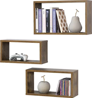 Immagine prodotto di Mensola a muro Mandal set di 3 mensole di varie dimensioni in truciolato colore legno scuro [en.casa]