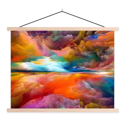 Produktbild von MuchoWow® Textilposter Gemälde - Ölgemälde - Abstrakt - Wolken 60x45 cm mit holzfarbenen Rahmen - Bild