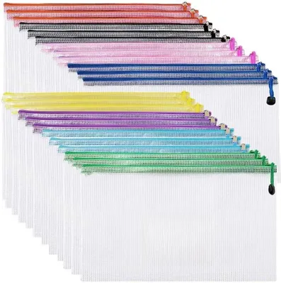 Productafbeelding van Documententasjes A5, 24 stuks, 8 kleuren. Documententasjes met rits