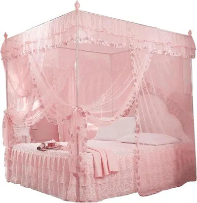 Produktbild von Famanu Bettvorhang für Prinzessinnenzimmer - Mückennetz, rosa, 150x200x200 cm