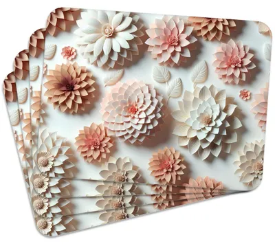 Produktbild von MG Design Set aus 4 Kork-Platzsets - Blossoms 1 - 30 x 40 cm - hitzebeständig & abwischbar, mit Korkrückseite